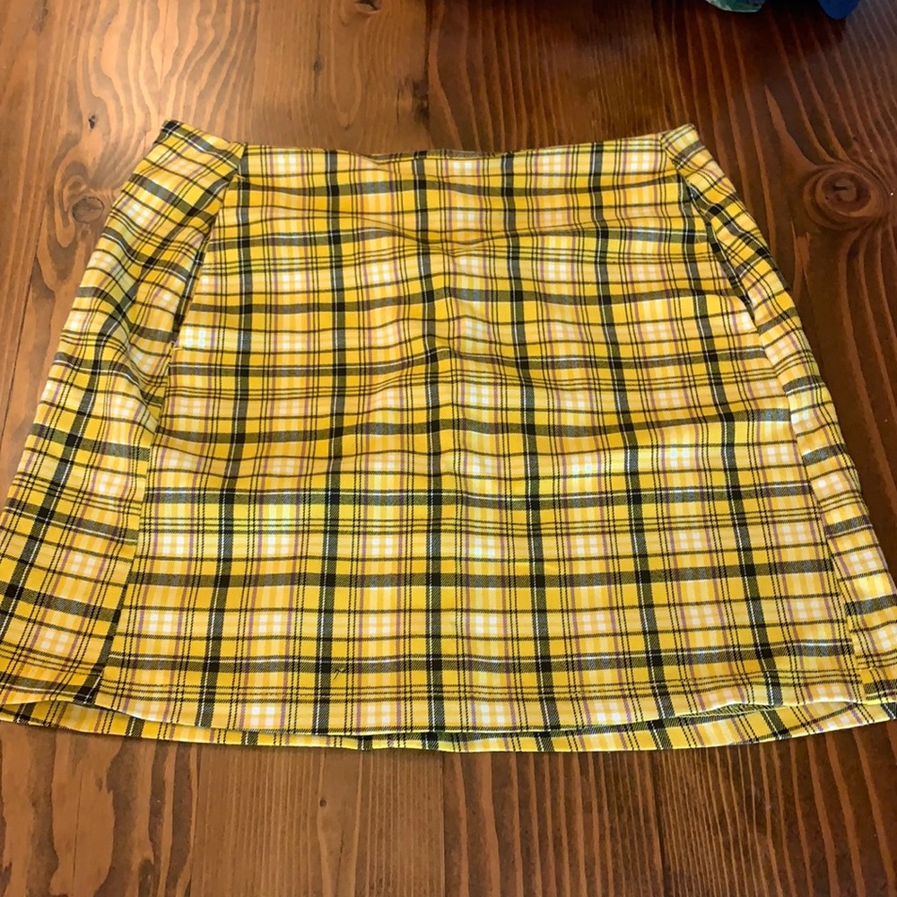 yellow plaid mini skirt